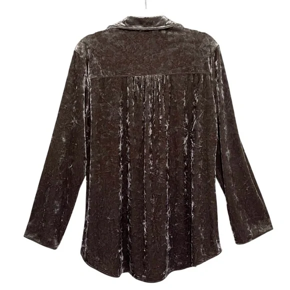 Andree By Unit Velvet Long Sleeve Brown Button Up Tunic Witchy Whimsigoth Size M - Picture 7 of 9
